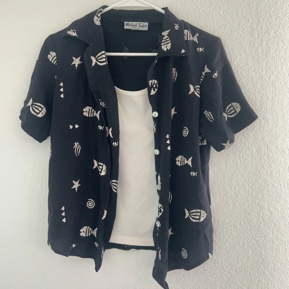 80’s Michael Taylor Coastal Print Shirt